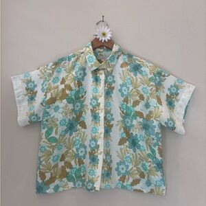 LOFT Floral Short Sleeve Button-Up Shirt NWT